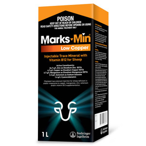 MARKS-MIN Low Copper Trace Mineral with B12 for Sheep - 1 L