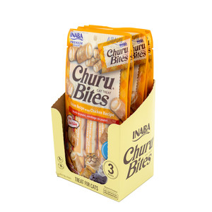 INABA Churu Bites Chicken Recipe wraps Chicken Recipe 30g (3 x 10g Tubes) - Box of 6 Packs (18 Tubes)