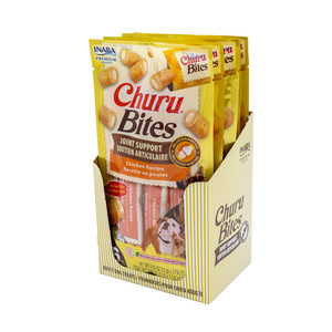 INABA Churu Bites Joint Support Chicken Recipe 36g (3 x 12g) - Box of 6 Packs (18 Tubes)