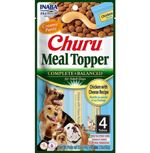 INABA Churu Meal Topper Chicken with Cheese Recipe 144g (3 x 48g Tubes) - Pack of 3