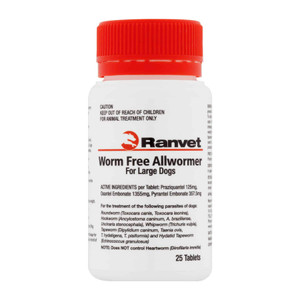 Worm Free Allwormer Large Dogs - 25 tabs