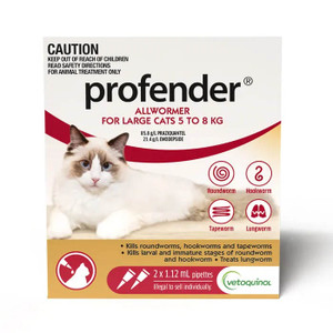 Profender Allwormer For Large Cats (5-8kg) - 2 Pipettes