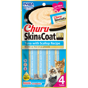 INABA Churu Skin & Coat Tuna & Scallop Recipe 56g (14g X 4 Tubes)