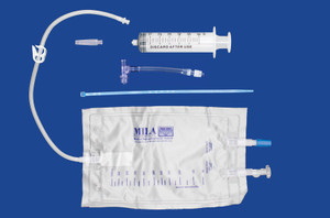 Centesis Collection Kit - Centesis Valve With 12cm (5in) Tubing, 1000ml Collection Bag, Barbed Adapter With Female Luer, And 60ml Syringe