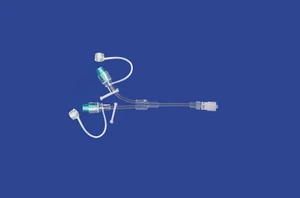 Y Extension Set - Large Bore - 12Ga X 15cm (6in), Priming Volume = 0.9ml Per Lumen - With 2 High Flow Stasis Valves, 2 Tethered Caps And 360° Spinner