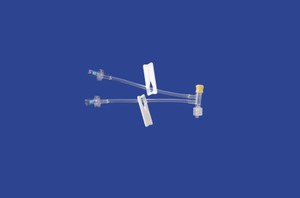T Extension Set - Large Bore - 12Ga X 13cm (5in), Priming Volume = 0.9ml Per Lumen - 2 Normally Closed Valves, Injection Site And Rotating Male Luer Lock