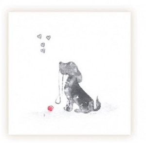 Sarah Brown Sympathy Card - Small Dog With Red Ball - PACK OF 10