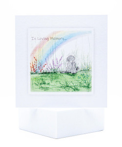 Sarah Brown Sympathy Card  - Dog and Cat Under a Rainbow Card - Pack 10