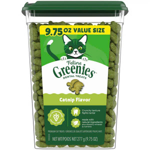 Greenies Feline Catnip Dental Cat Treats - Catnip Flavour 277g Tub