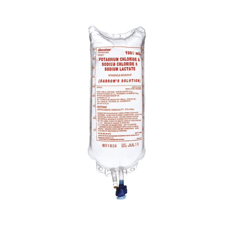 Baxter Intravenous Fluids - Darrows IV 1ltr