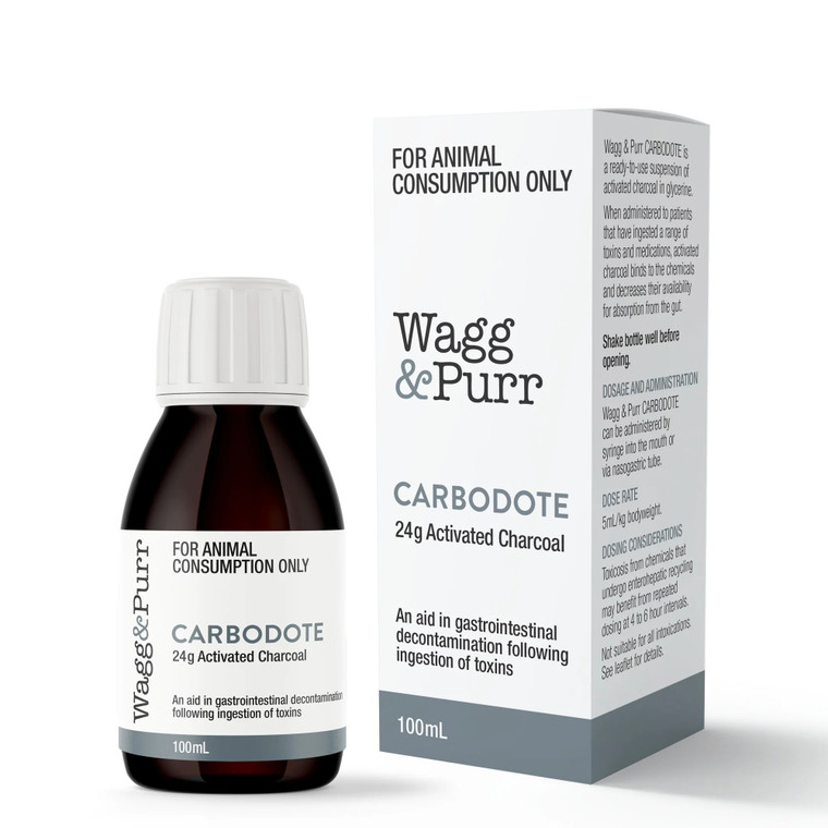 Wagg & Purr Carbodote 24g Activated Charcoal 100ml bottle