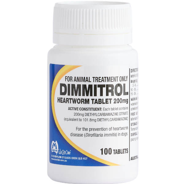 Dimmitrol Heartworm 200Mg Tab 100 Tabs
