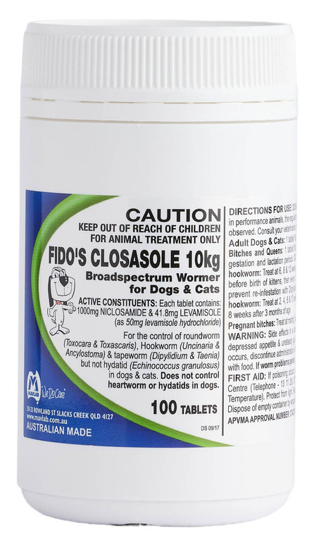 Fido's Closasole 10kg - 100 Tabs