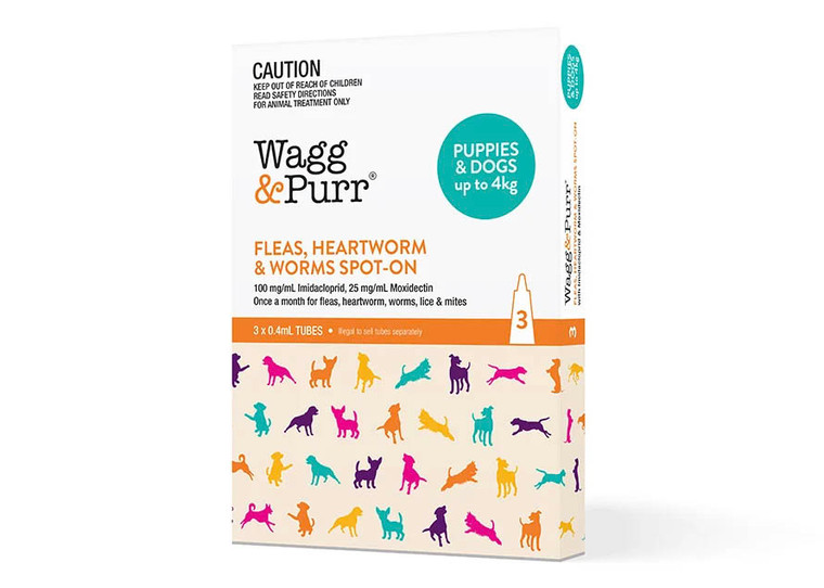 Wagg & Purr Imidacloprid Moxidectin Spot On Dog 0-4kg - Pack 3