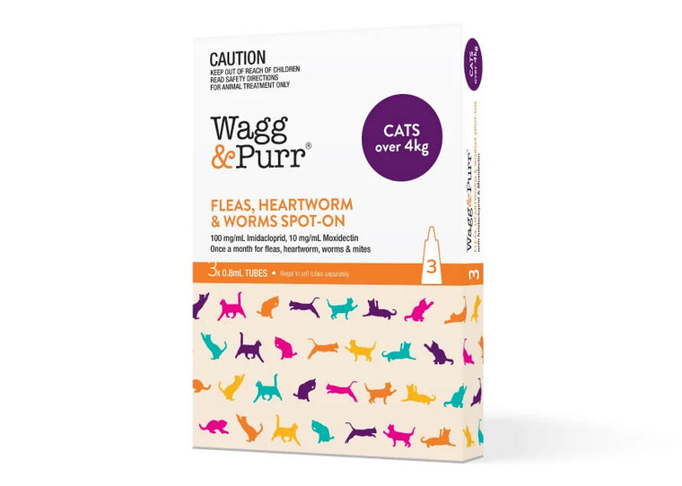 Wagg & Purr Imidacloprid Moxidectin Spot On Cat >4kg - Pack 3