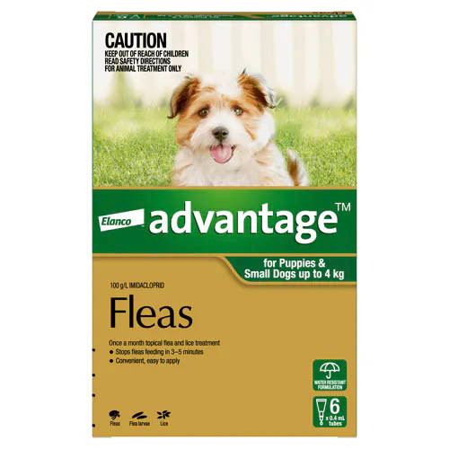 Advantage Puppies/Small Dogs Up to 4kg - 6 Pack