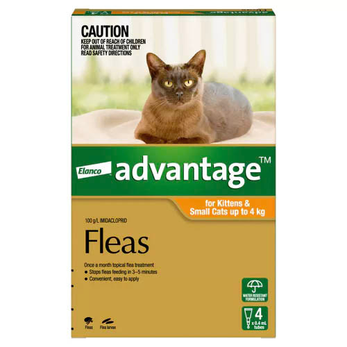 Advantage For Kittens/Small Cats Up To 4kg - 4 Pack