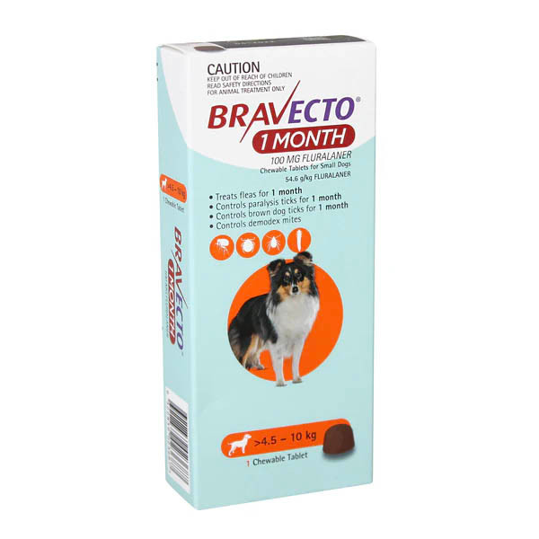 Bravecto 1-Month Tablet for Small Dogs 4.5-10kg (Orange) - Single