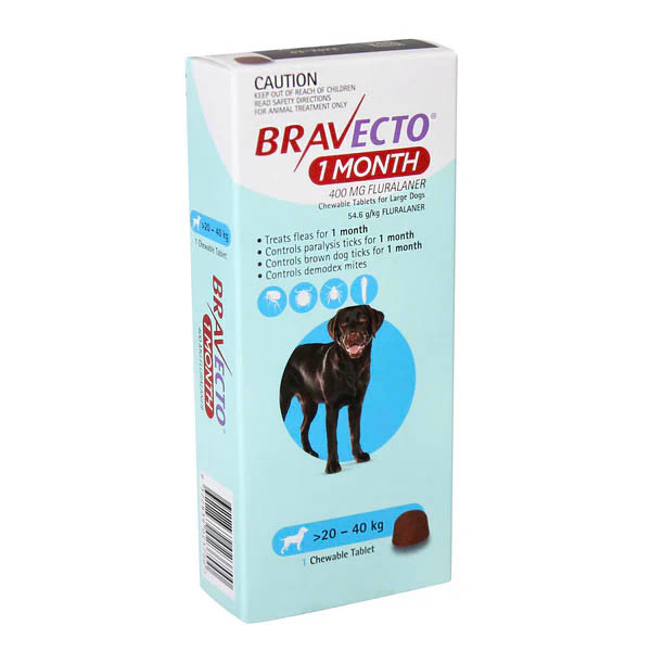 Bravecto 1-Month Tablet for Large Dogs 20-40kg (Blue) - Single