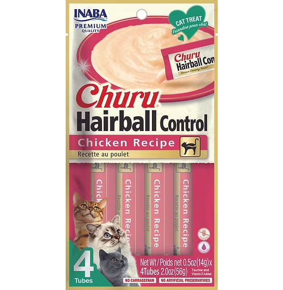 INABA Churu Hairball Control Chicken Recipe 56g  (14g X 4 Tubes)