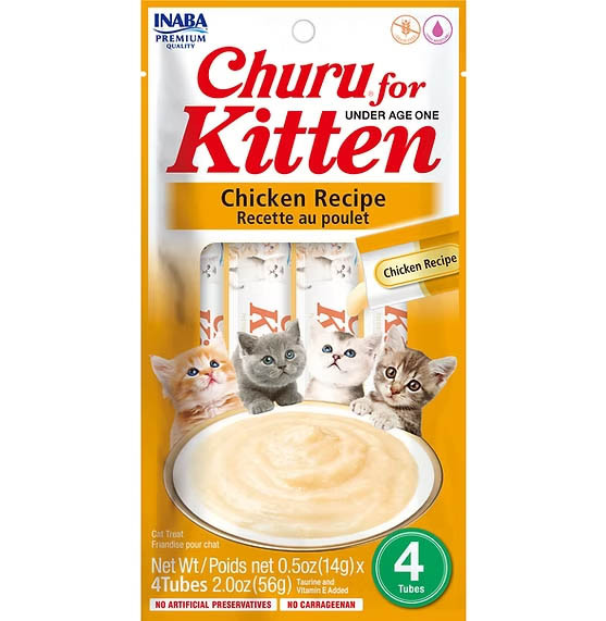 INABA Churu for Kitten Chicken Recipe 56g (4 x 14g Tubes) - Pack of 4