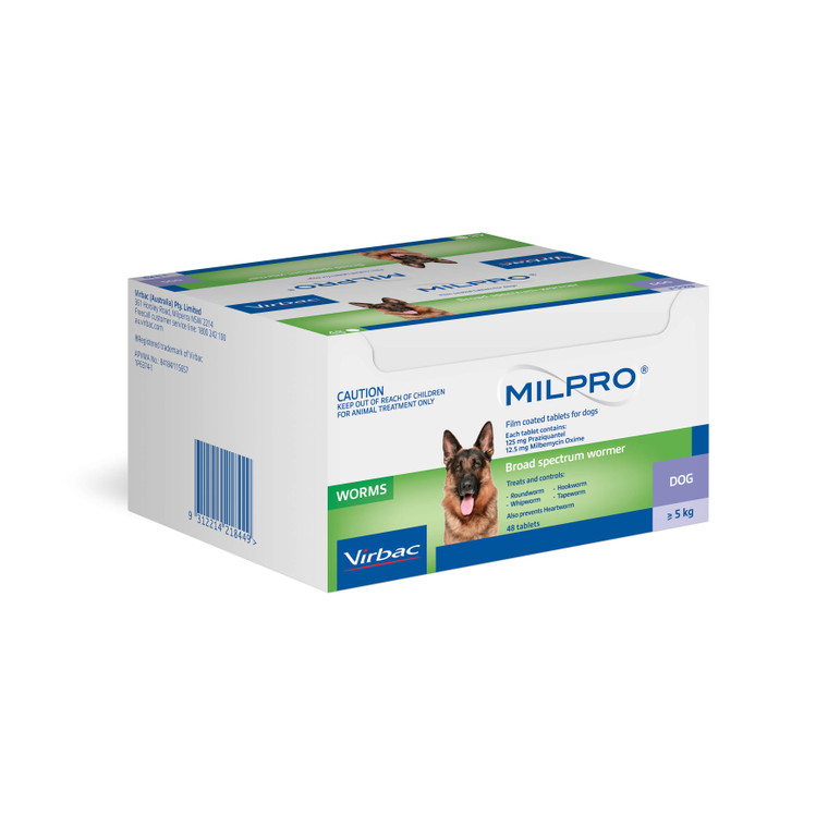 Milpro Dog  Wormer Kit 5-50kg - 48 Tabs