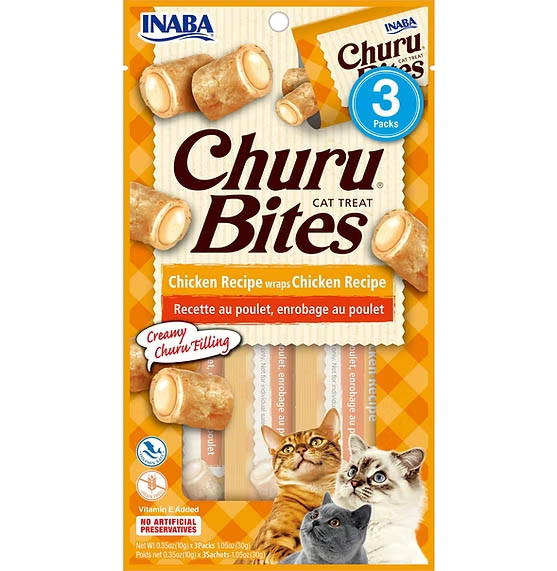 INABA Churu Bites Chicken Recipe wraps Chicken Recipe 30g (3 x 10g Tubes) - Pack of 3