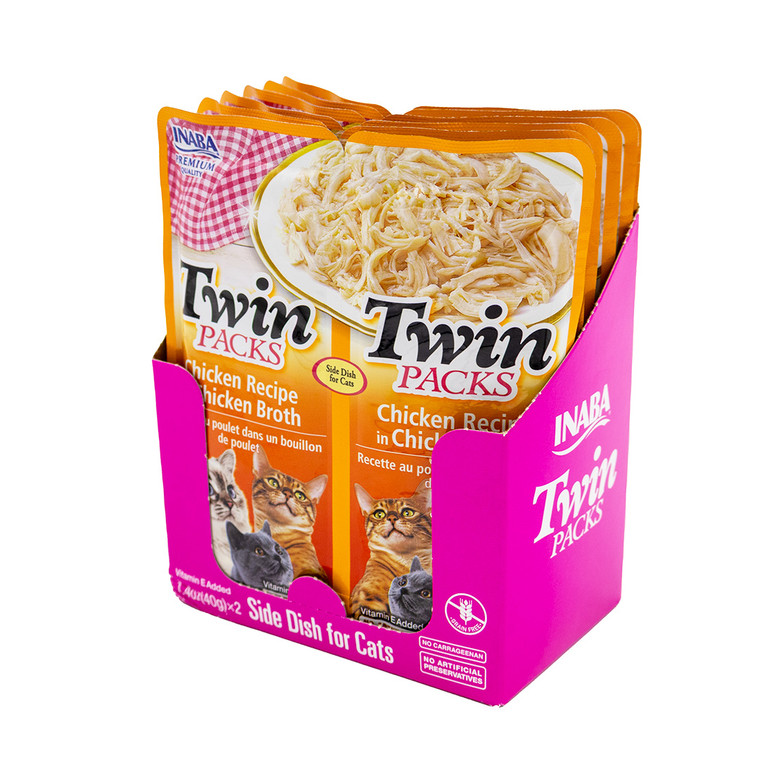 INABA Twins Chicken Recipe in Chicken Broth 80g (2 x 40g Pouches) - Box of 6 Packs (12 Pouches)