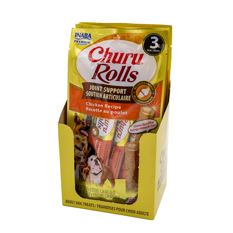 INABA Churu Rolls Joint Support Chicken Recipe 36g (3 x 12g) - Box of 6 Packs (18 Tubes)