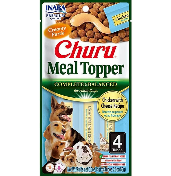 INABA Churu Meal Topper Chicken with Cheese Recipe 144g (3 x 48g Tubes) - Pack of 3