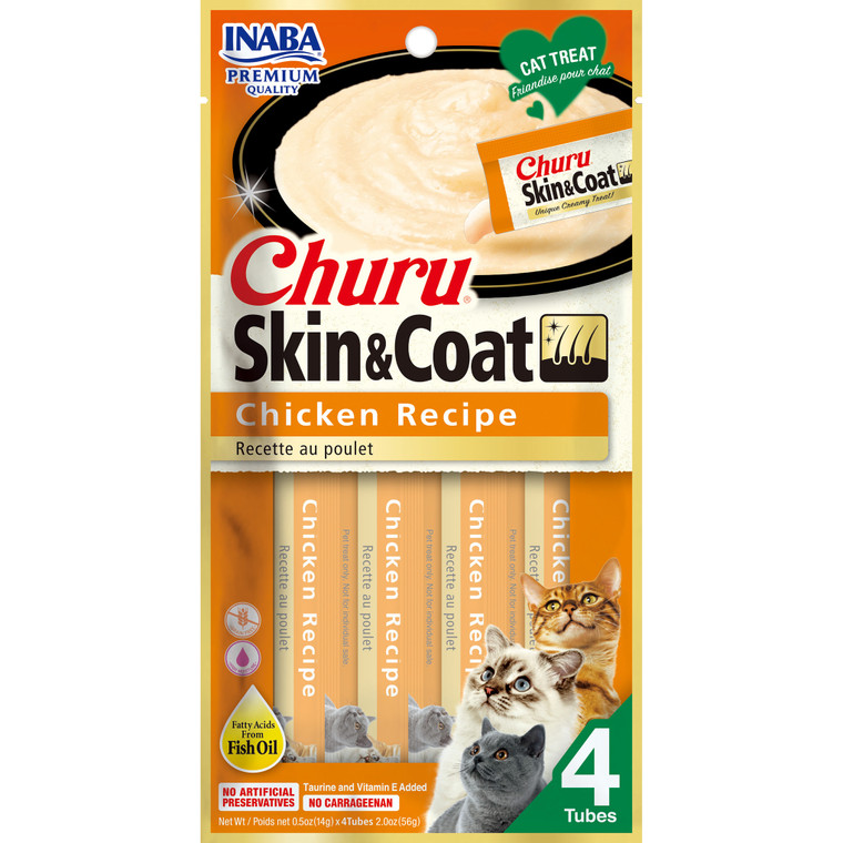 INABA Churu Skin & Coat Chicken Recipe 56g (14g X 4 Tubes)