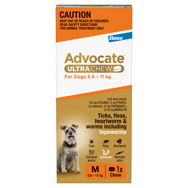Advocate Ultra Chew for Dogs 5.6-11kg (Orange) - 1 Chew