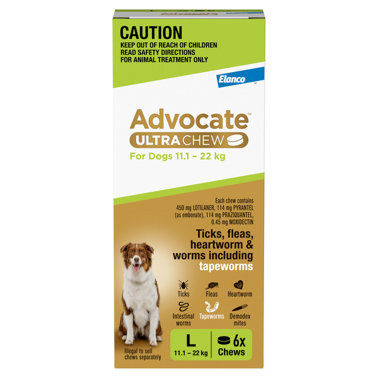 Advocate Ultra Chew for Dogs 11.1-22kg (Green) - 6 Chew