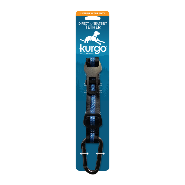 Kurgo Direct to Seat Belt Tether, Blue