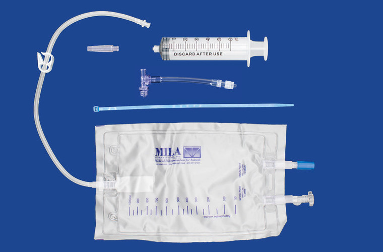 Centesis Collection Kit - Centesis Valve With 12cm (5in) Tubing, 1000ml Collection Bag, Barbed Adapter With Female Luer, And 60ml Syringe