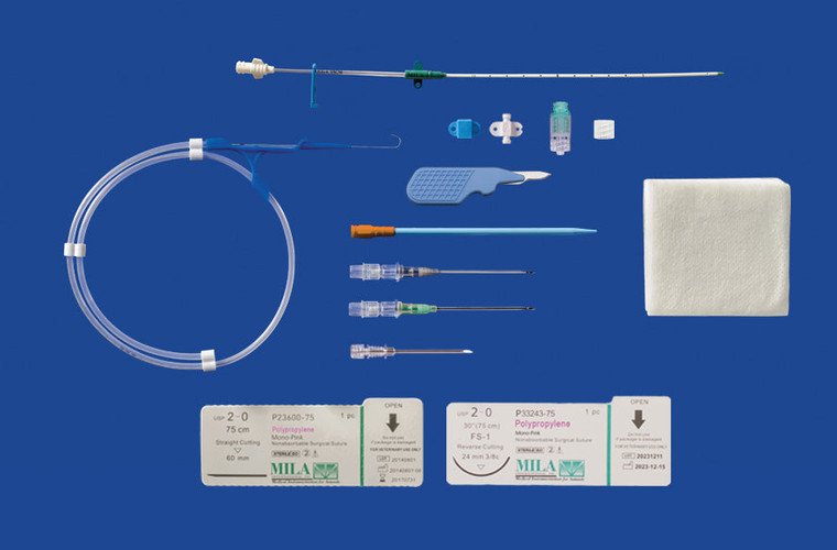 Long-Term Milacath™ (Large Animal) Single Lumen CVC Kit, Guidewire Introduction - 12Ga (8Fr) X 20cm (8in) With Integrated Extension Line