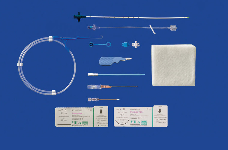 Long-Term Milacath™ (Large Animal) Single Lumen CVC Kit, Guidewire Introduction - 14Ga (6Fr) X 15cm (6in) With Separate Extension Line
