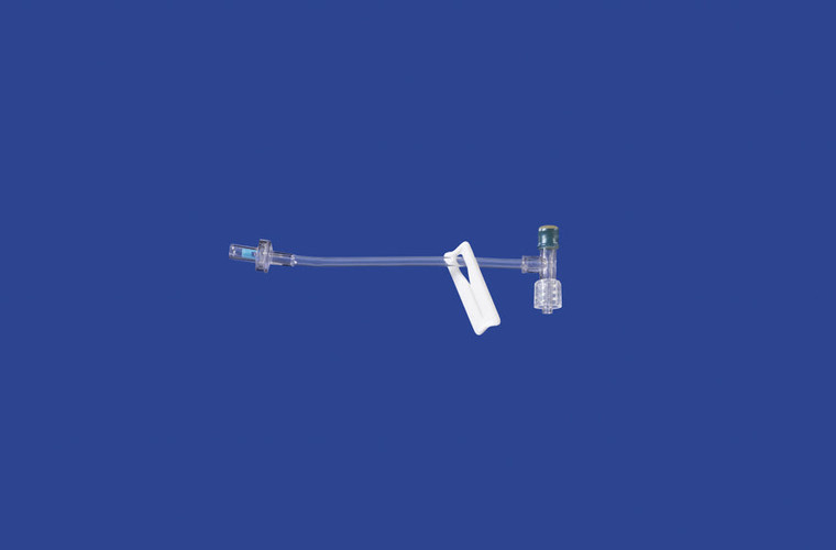 T Extension Set - Large Bore - 12Ga X 13cm (5in), Priming Volume = 0.9ml - Normally Closed Valve, Injection Site And Rotating Male Luer Lock