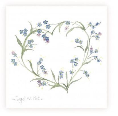Sarah Brown Sympathy Card - Forget Me Not Heart - PACK OF 10