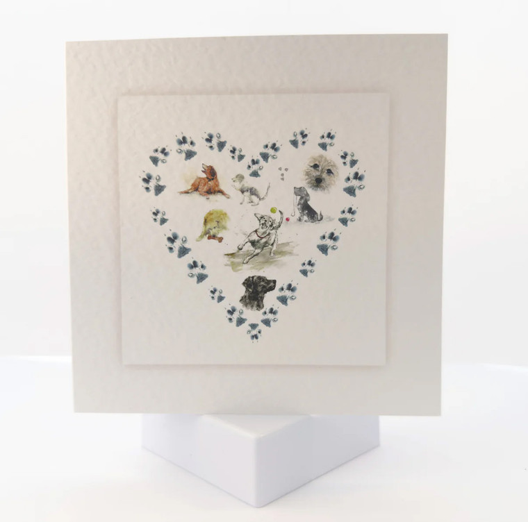 Sarah Brown Sympathy Card  - Dog Heart - Pack 10