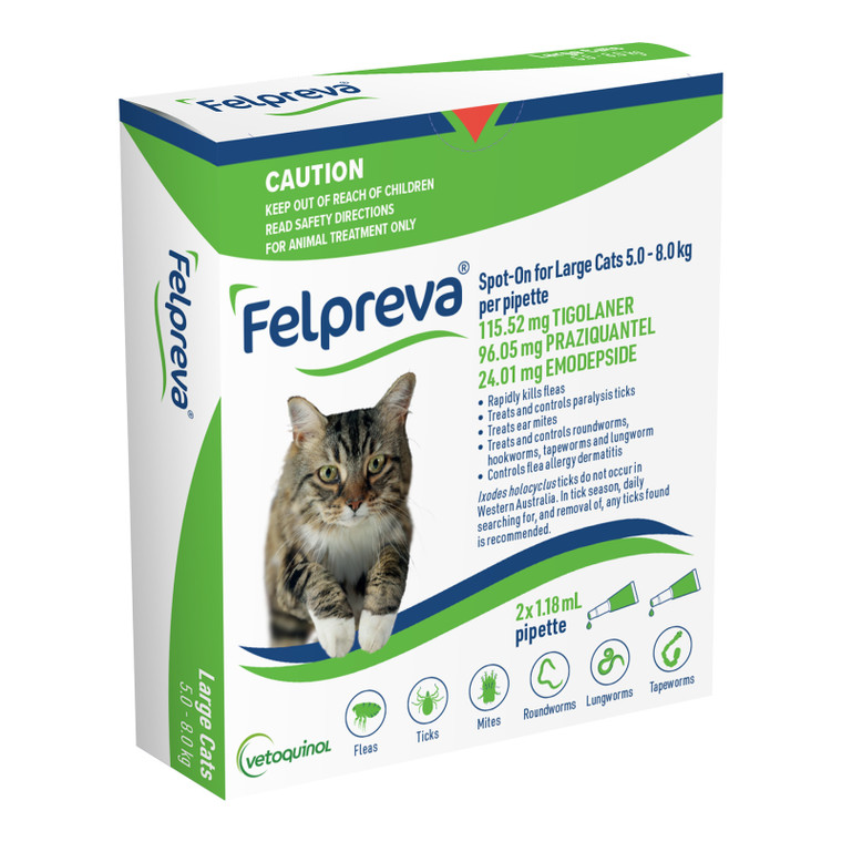 Felpreva Spot-on for Large Cats (5-8kg) - 2 x Doses