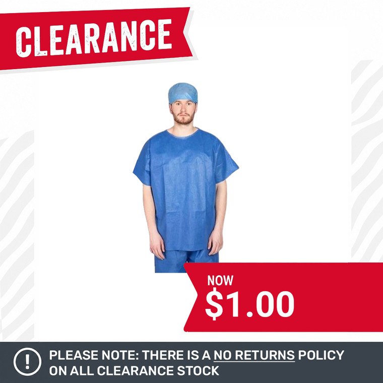 Scrub Tops - XLARGE (Blue), Single Use - EACH