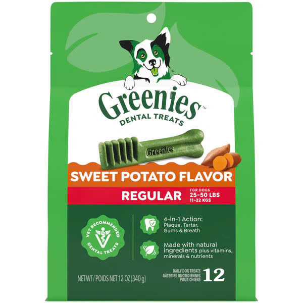 Greenies Sweet Potato Regular Dental Dog Treats 340g (12 Treats)
