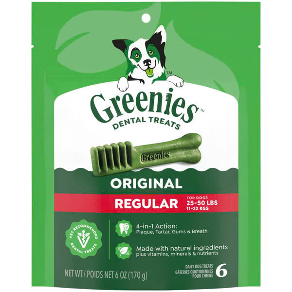 Greenies Original Regular Dental Dog Treats 170g (6 Treats) 