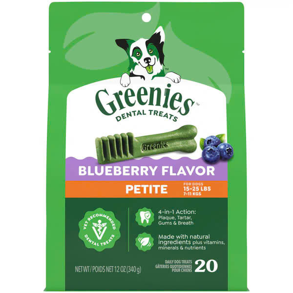 Greenies Blueberry Petite Dental Dog Treats 340g (20 Treats)