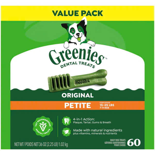 Greenies Original Petite Dental Dog Treats 1kg (60 Treats) 