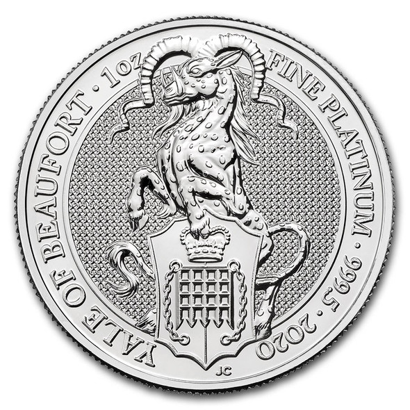 2020 1 oz Great Britain Queen's Beast Platinum Coin - Yale of Beaufort