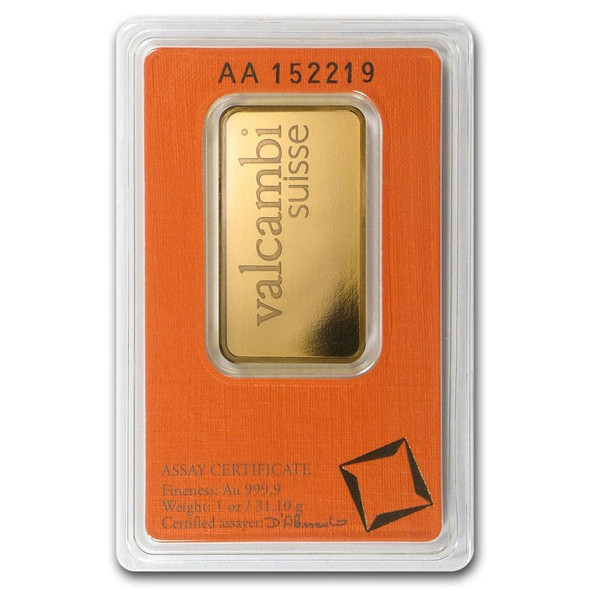 1 oz Gold Bar - Valcambi (Carded)