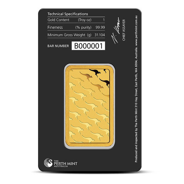 1 oz Gold Bar - Perth Mint (Black Card)
