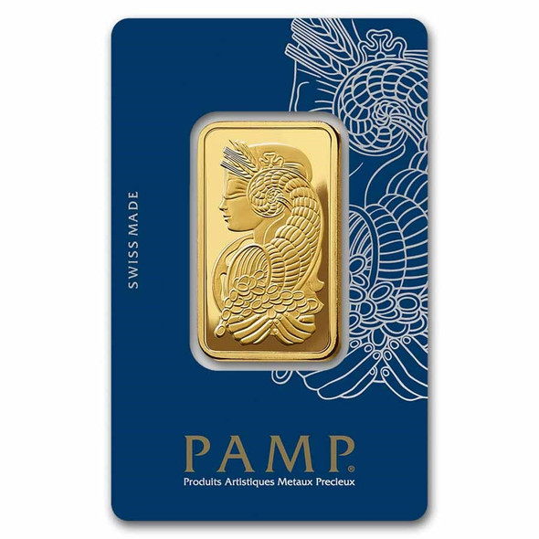 1 oz Gold Bar - PAMP Lady Fortuna Veriscan (Carded)